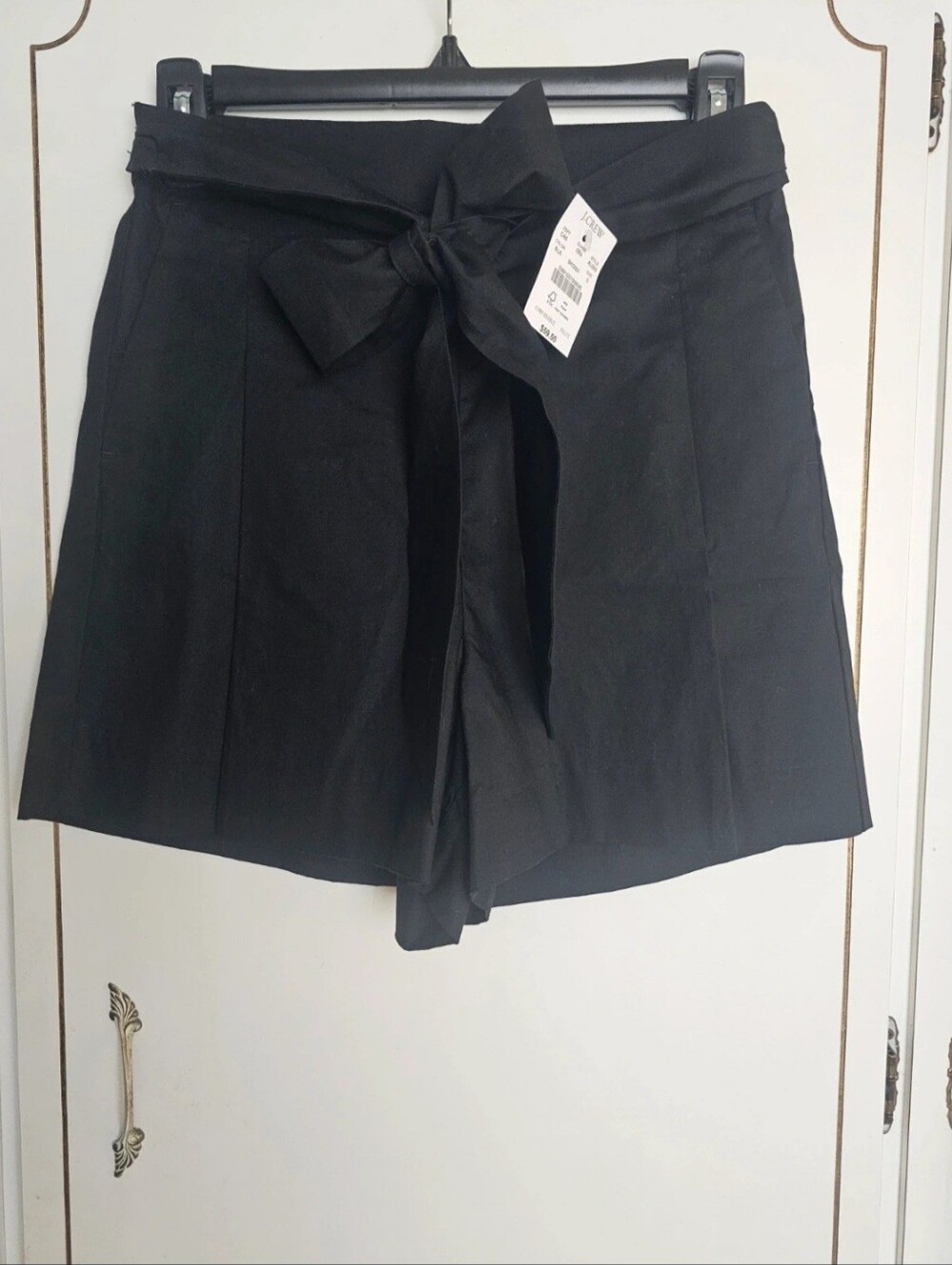 J. Crew Black High-Waist Tie-Belt Bermuda Shorts